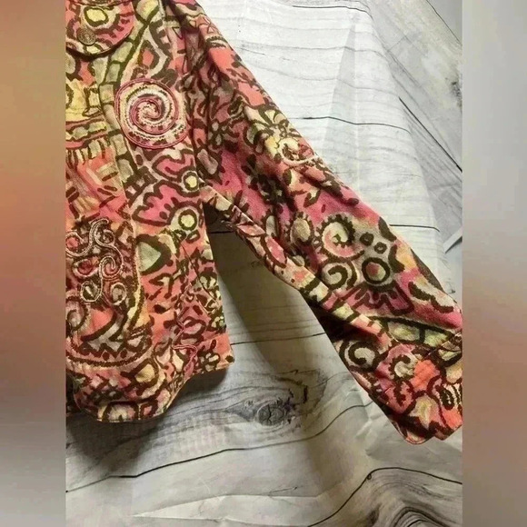 Vintage Hearts of palm denim patterned button up jacket - Picture 2 of 5